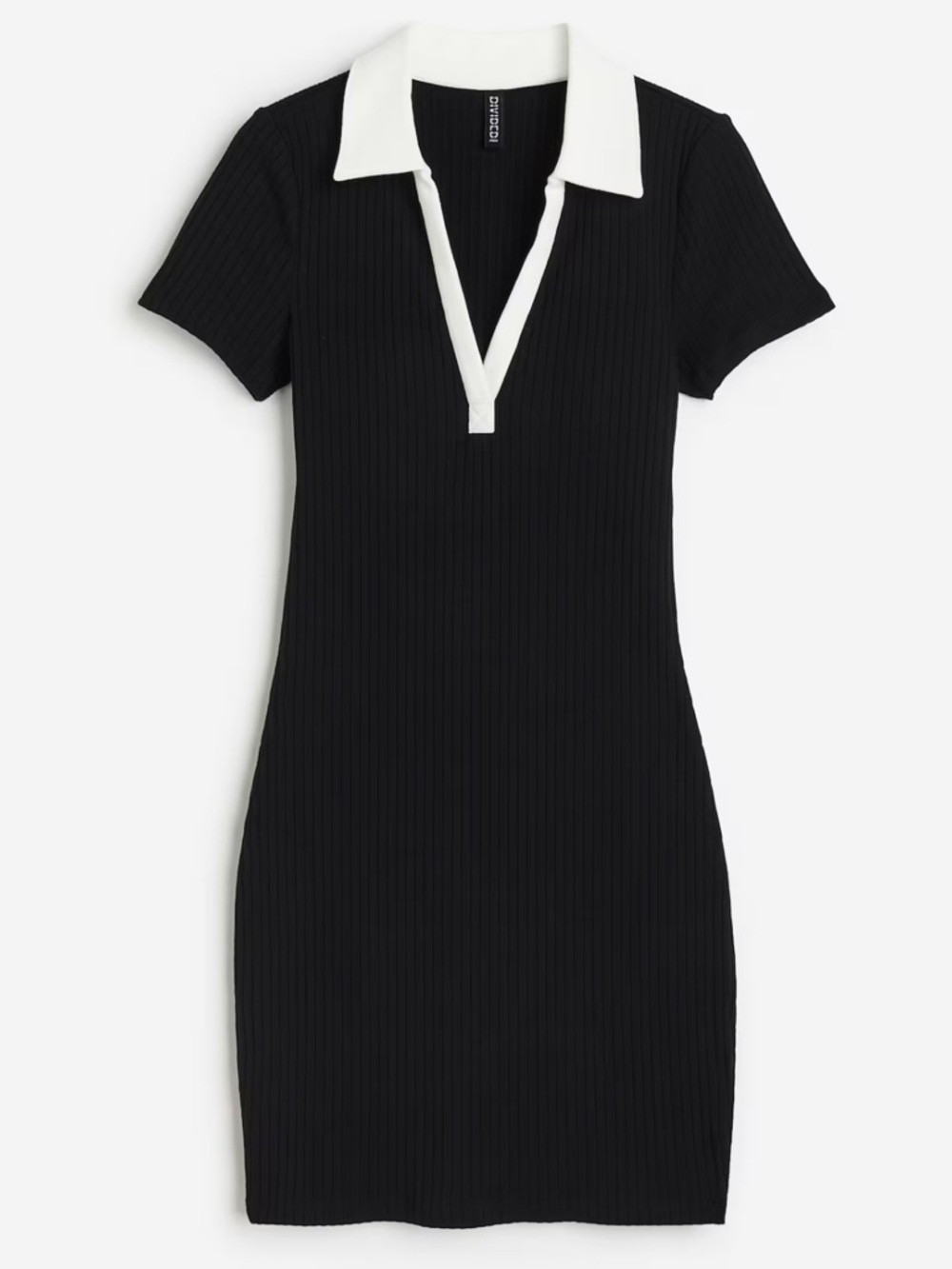 H&M Black Mini Polo Dress with White Collar